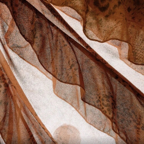 Elegant Brown Leopard Print Ruffles Halter Maxi Dress - Picture 7 of 8